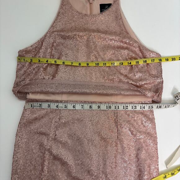 Adrianna Papell Blush Sequin Popover Sleeveless Maxi Gown 6 - Picture 6 of 11